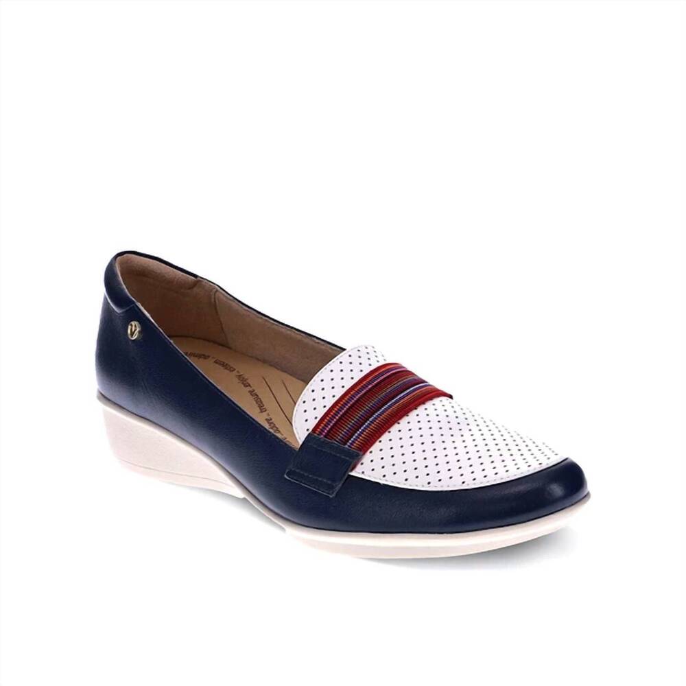 NEW REVERE women's monte carlo wedge loafer in blue french
